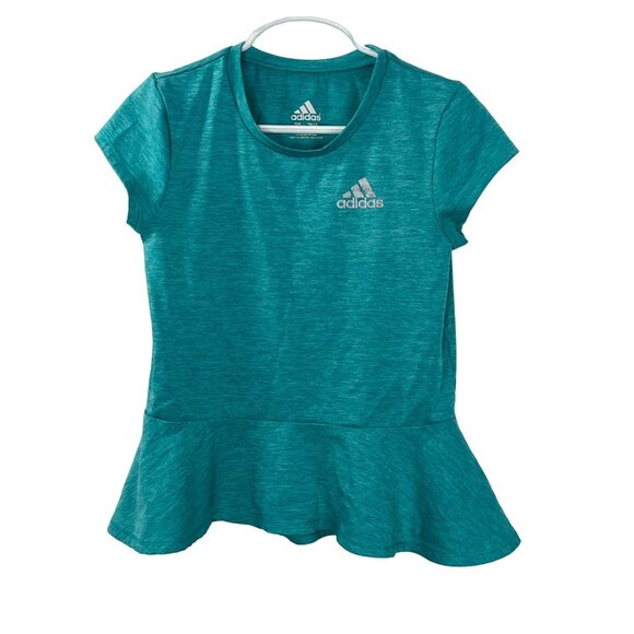 Adidas Top Girls Size 6X Kids T Shirt Activewear Active Running Athletic Blue - Picture 1 of 13